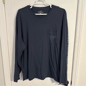 Vineyard Vines 100% Cotton Long Sleeve Tee, navy/teal. 3XLB
